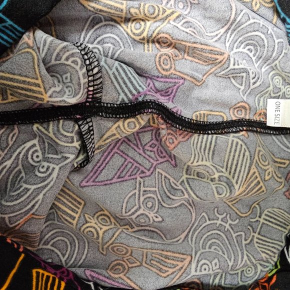 Lularoe OS Leggings OWL PRINT One Size RARE Neon - Picture 8 of 8